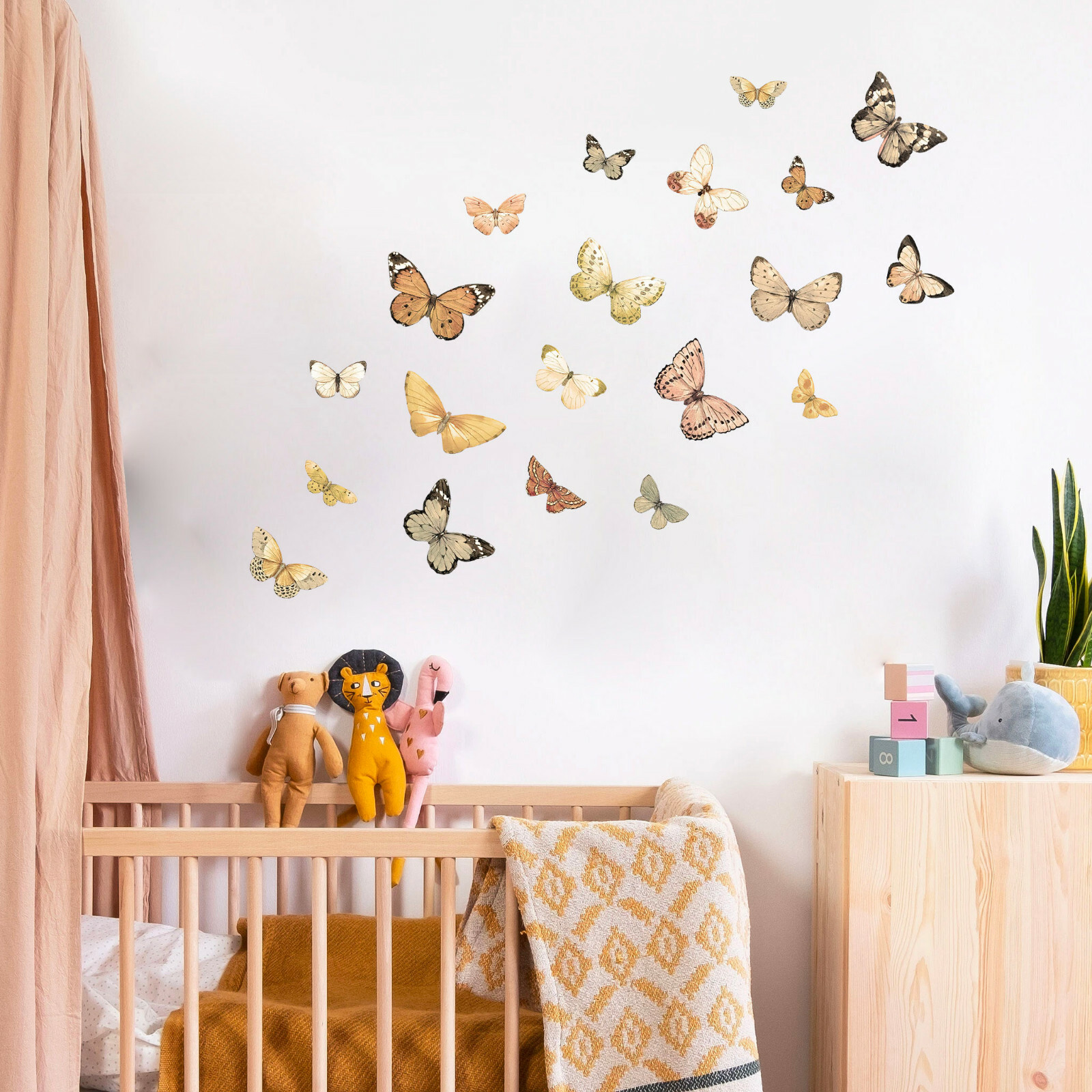 Watercolor Hand Paint Butterflies Wall Fabric Decal Set Sticker Baby Room Decor