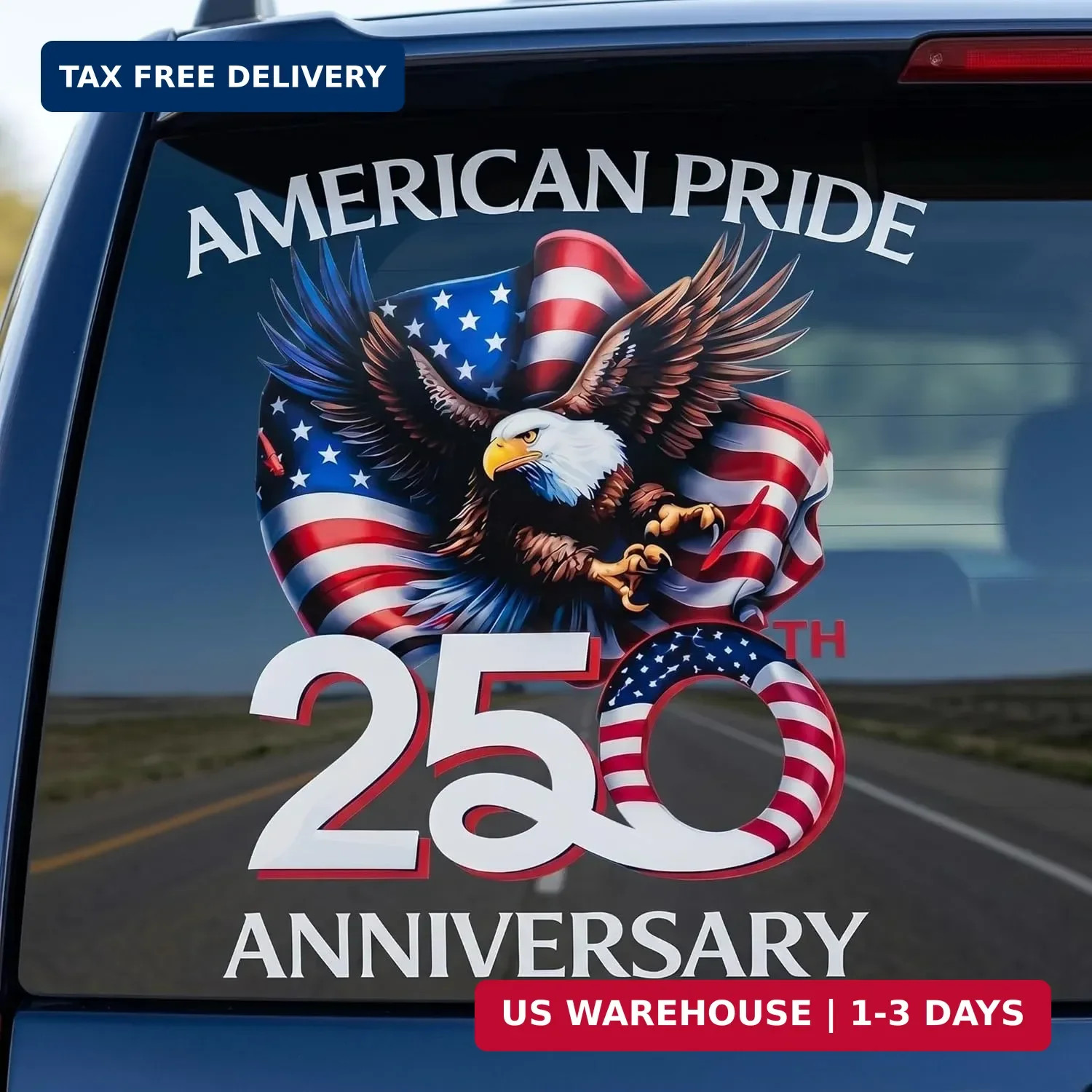 USA 250th Anniversary Stickers, American Pride Eagle with Flag Design, Patriotic