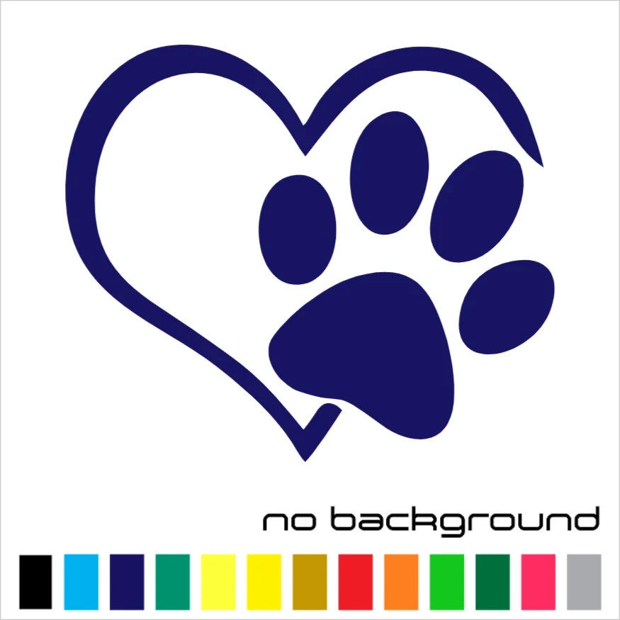 PAW PRINTS with HEART Decal Vinyl Stickers | Love of Dog Cat Puppy Pet