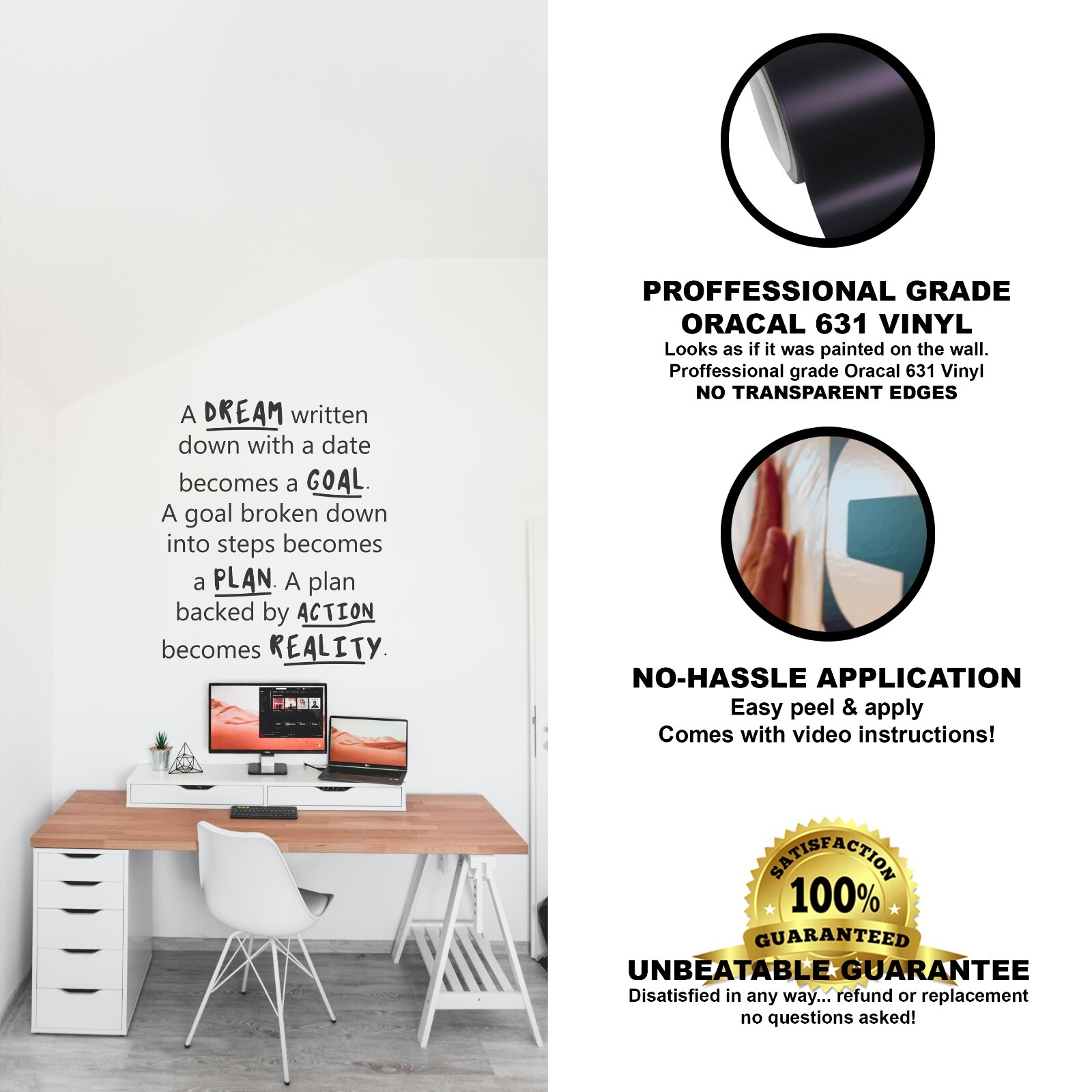 A Dream Written Motivational Inspirational Office Wall Decal Sticker Vinyl Quote