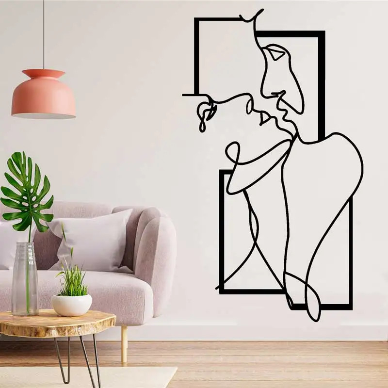 Fashion Lines Nude Body Men and Women Couple Wall Stickers Abstract Art Decor