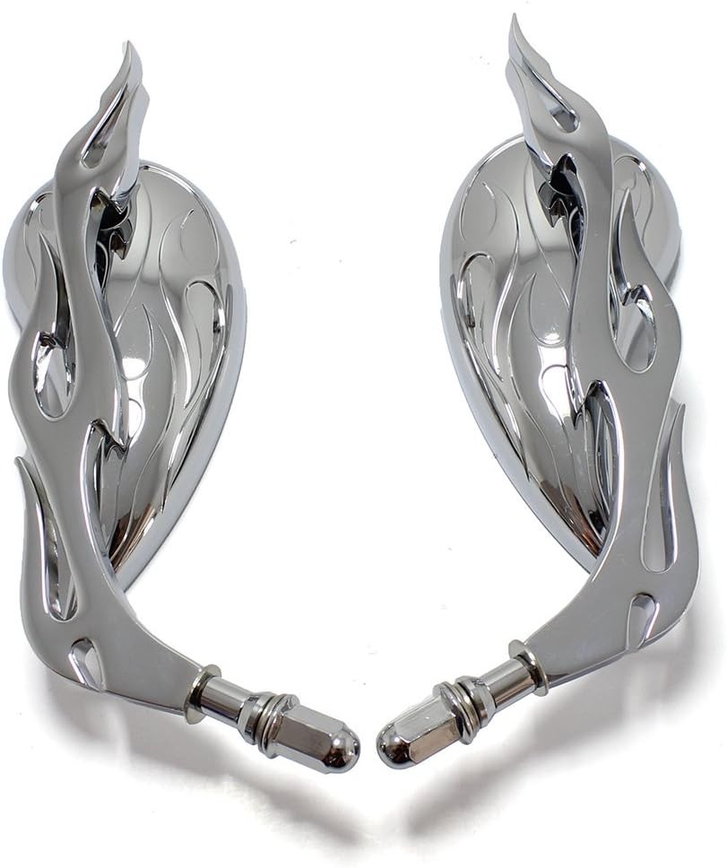 Chrome Custom Flame Tear Drop Motorcycle Mirrors for Harley Davidson Sportster S