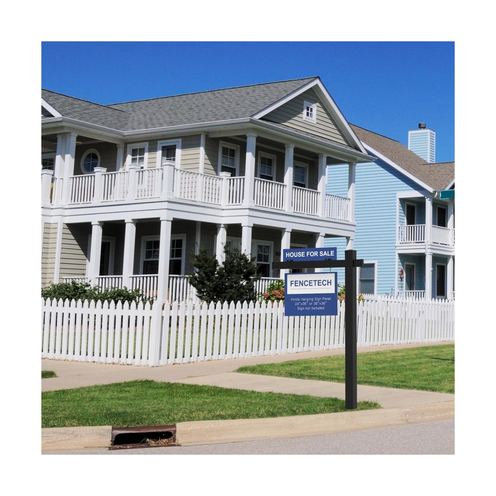 Vinyl PVC Real Estate Sign Post 6' Tall, Realtor Yard Sign Post, 47" Arm Hold…
