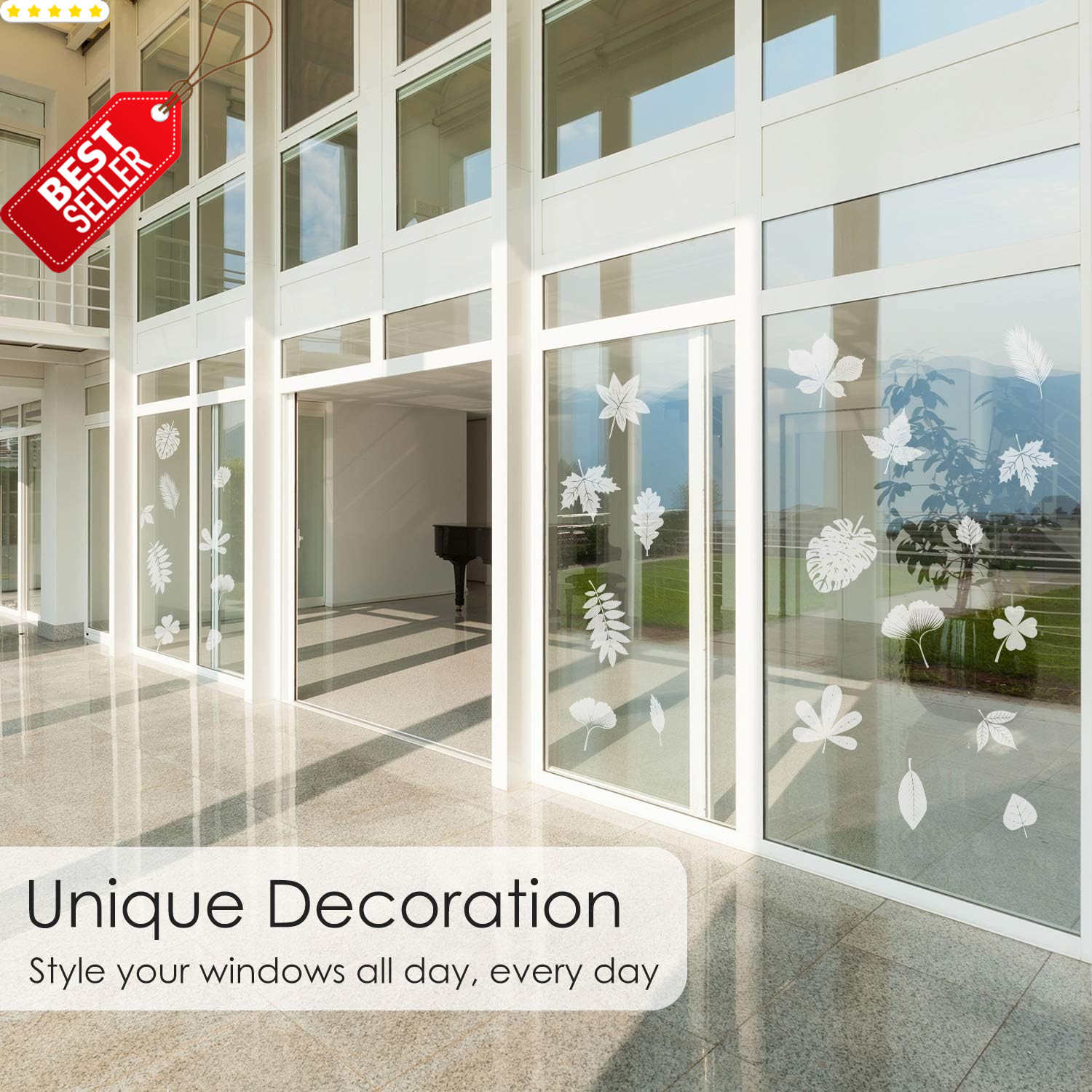32 Pcs Bird Deterrent Window Stickers Leaf Shape Anti-Collision Glass Decals – U