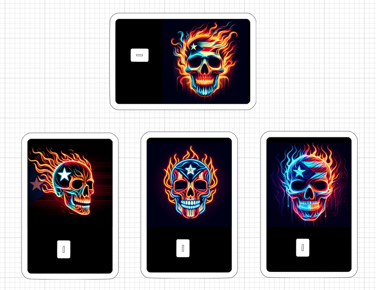 Puerto Rico Bad Ass Skull Flag Neon Credit Debit Card ATM Skin Sticker Rican US