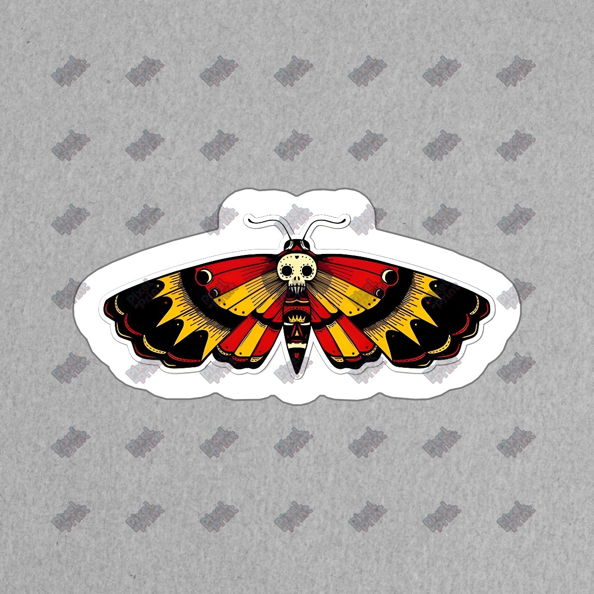 Unique Skull Moth Vinyl Sticker Gothic Aesthetic Decal for Laptops, #320008