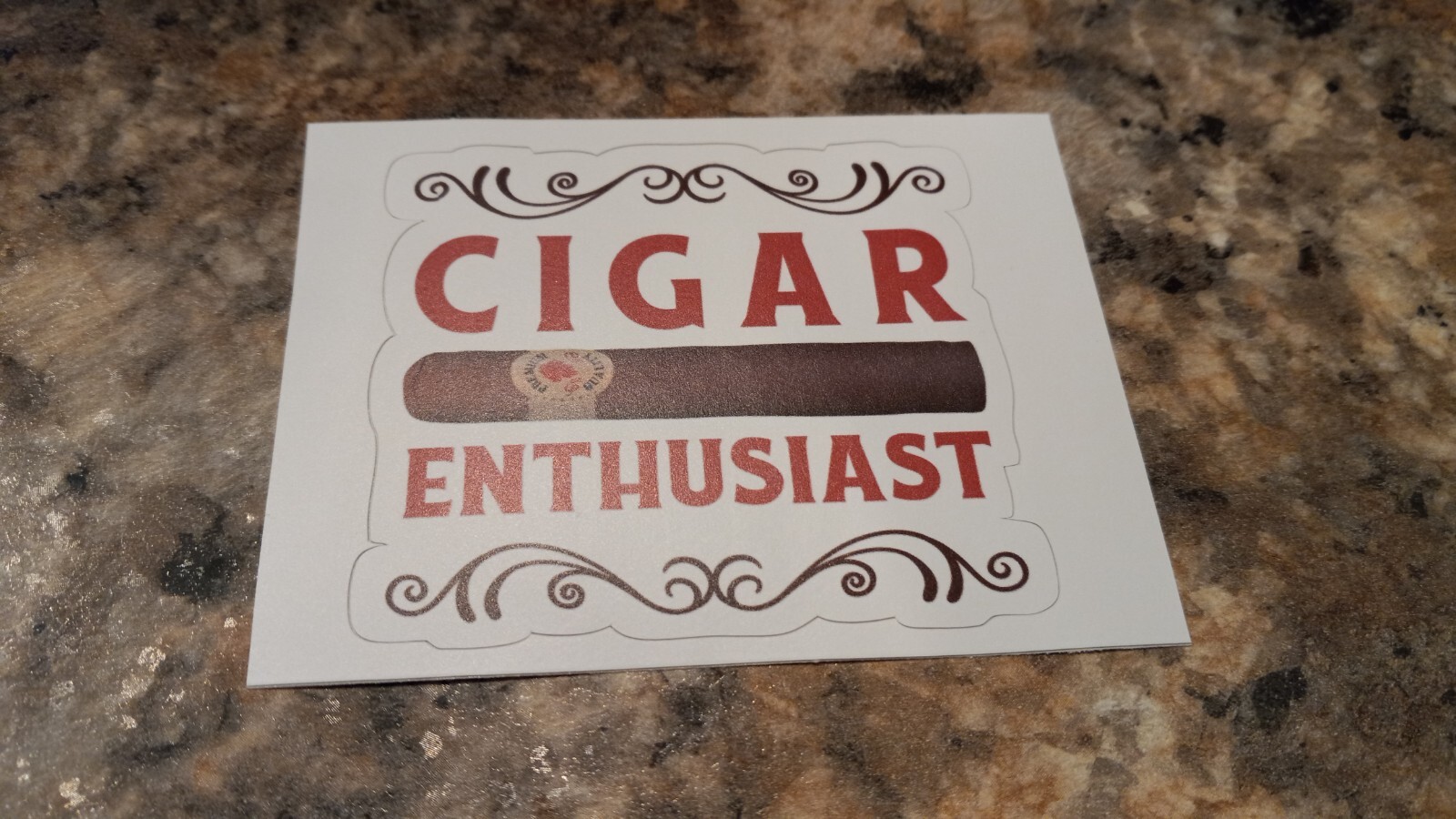 CIGAR ENTHUSIAST elegant classy sticker! For true fans of cigars! 3.3 x 3.0