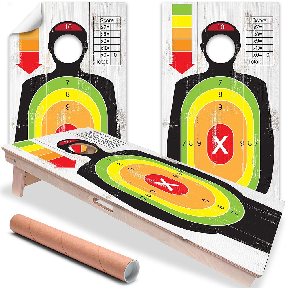 Shooting Target Gun Enthusiasts Cornhole Board Wraps and Decals Vinyl Sticker