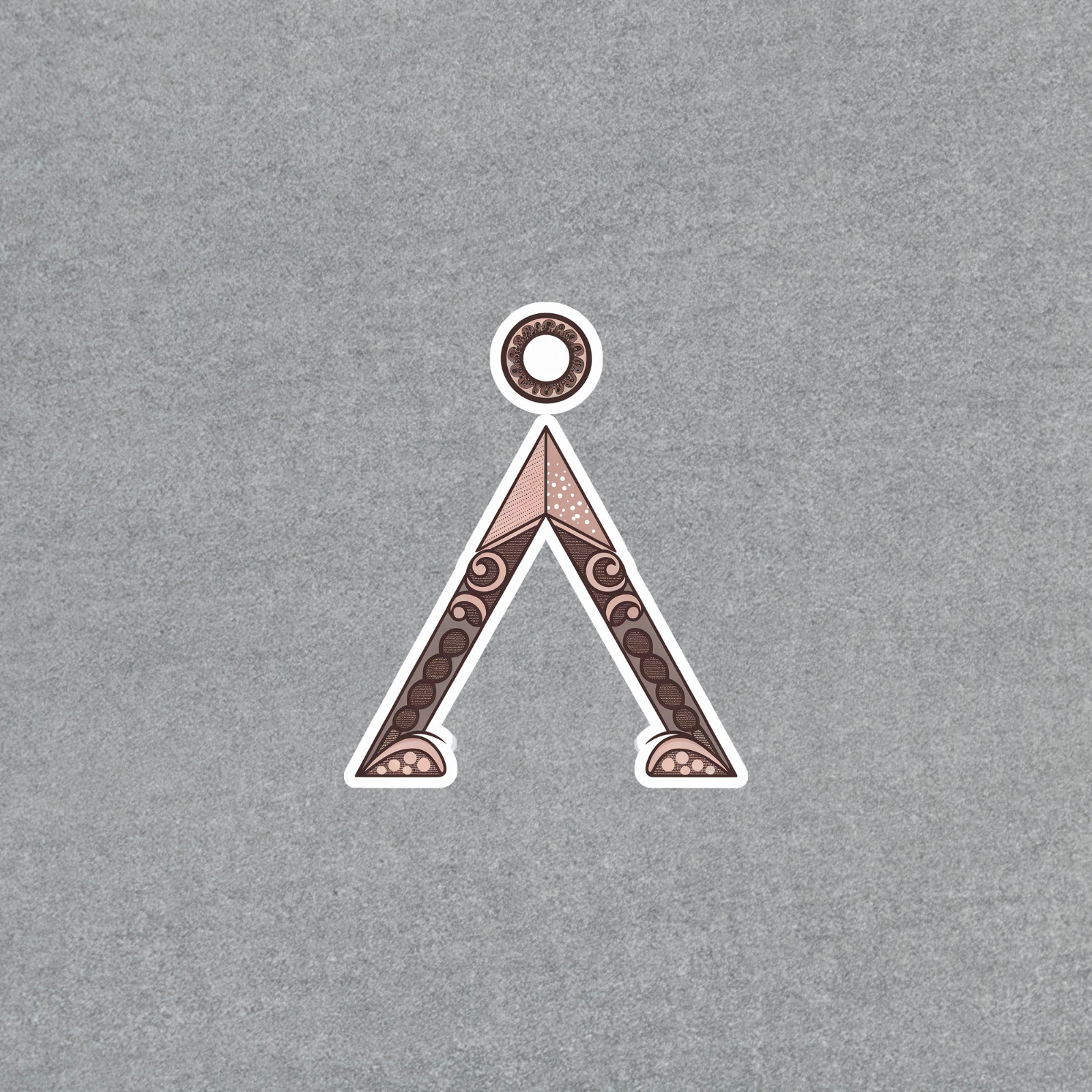 Ornate Geometric Pyramid Sticker Mystical Sacred Geometry Design Brown Tone 4120