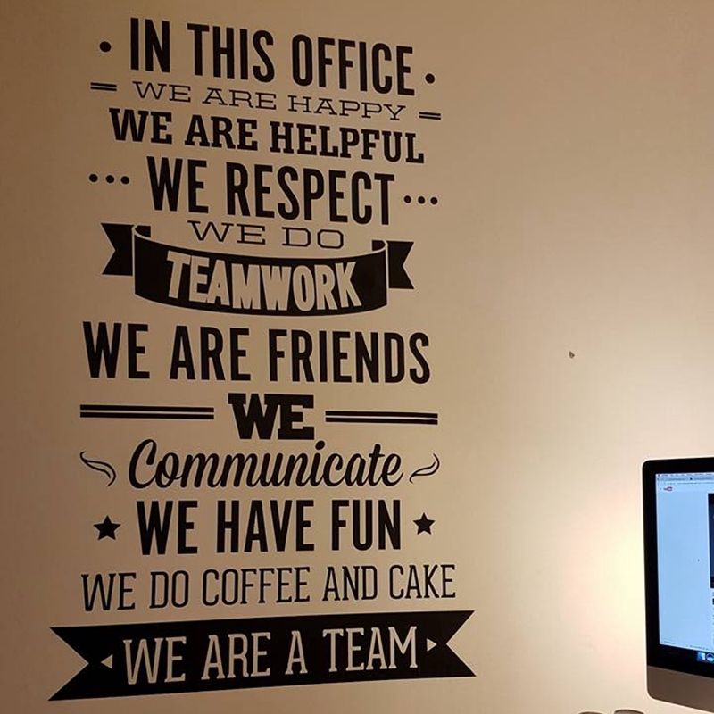 OFFICE RULES "WE ARE A TEAM" Removable Wall Decal Vinyl Quote Stickers Decor Art