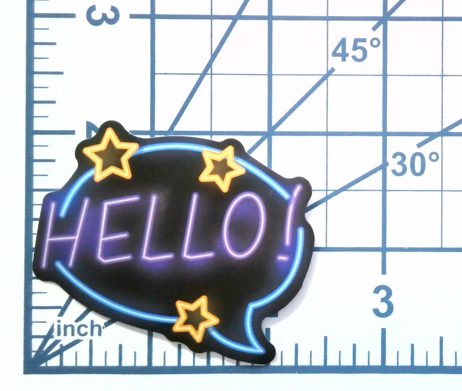 HELLO Neon Sticker Die Cut Vinyl Decal Pop Art Speech Bubble Stars Laptop