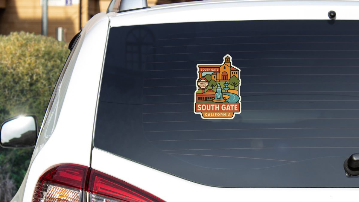 South Gate California Sticker Decal Vinyl Die-Cut City Skyline Landmark Design
