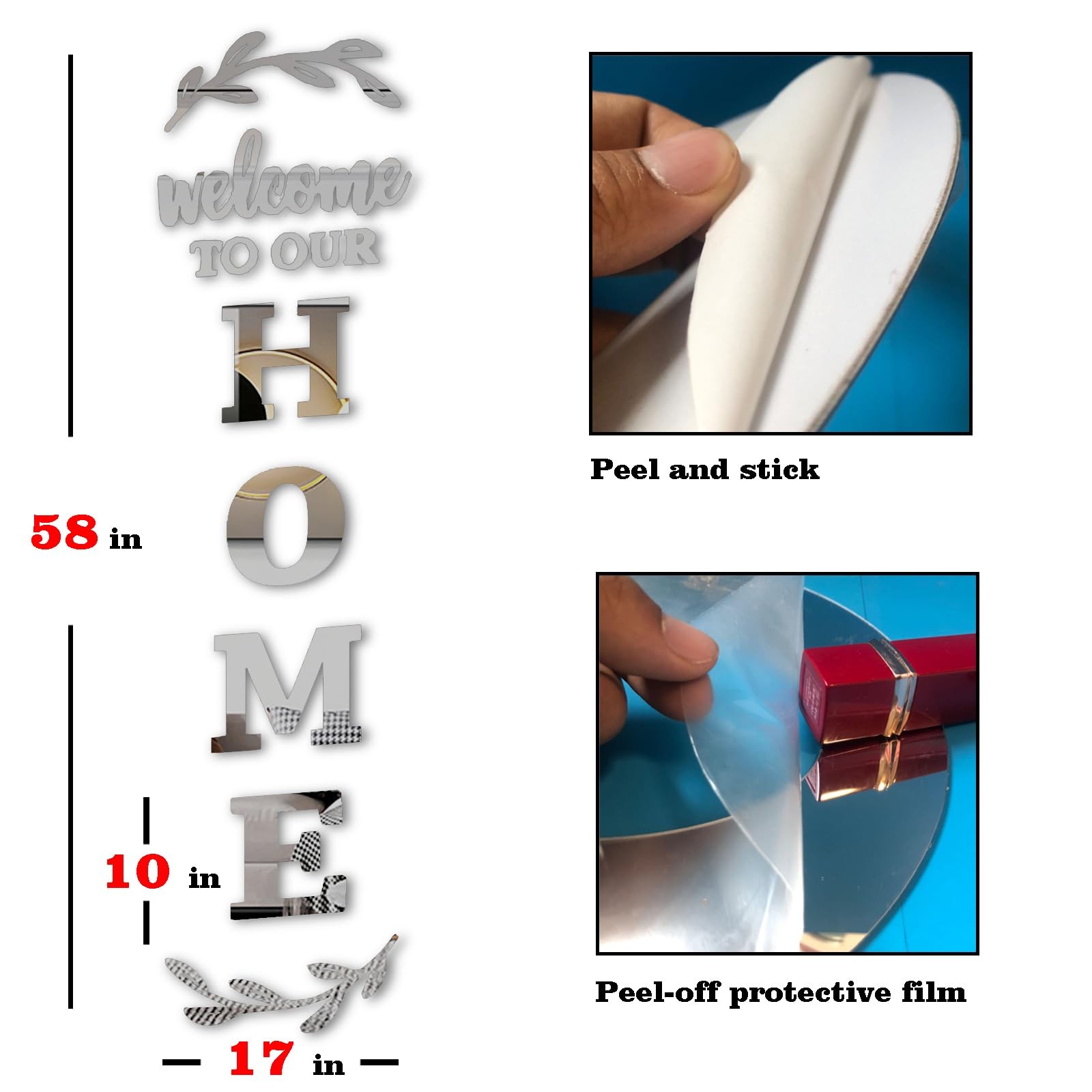 3D Acrylic Mirror Wall Decor Home Sign for Living Room Entryway, Large Self-A…