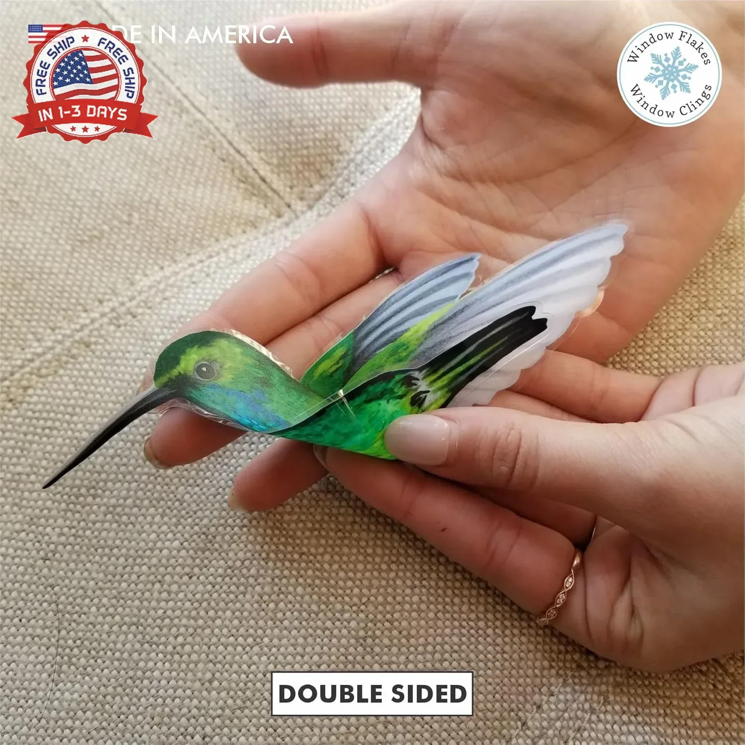 4-Pack Hummingbird Window Clings – Anti-Collision Bird Strike Decals for Glass S