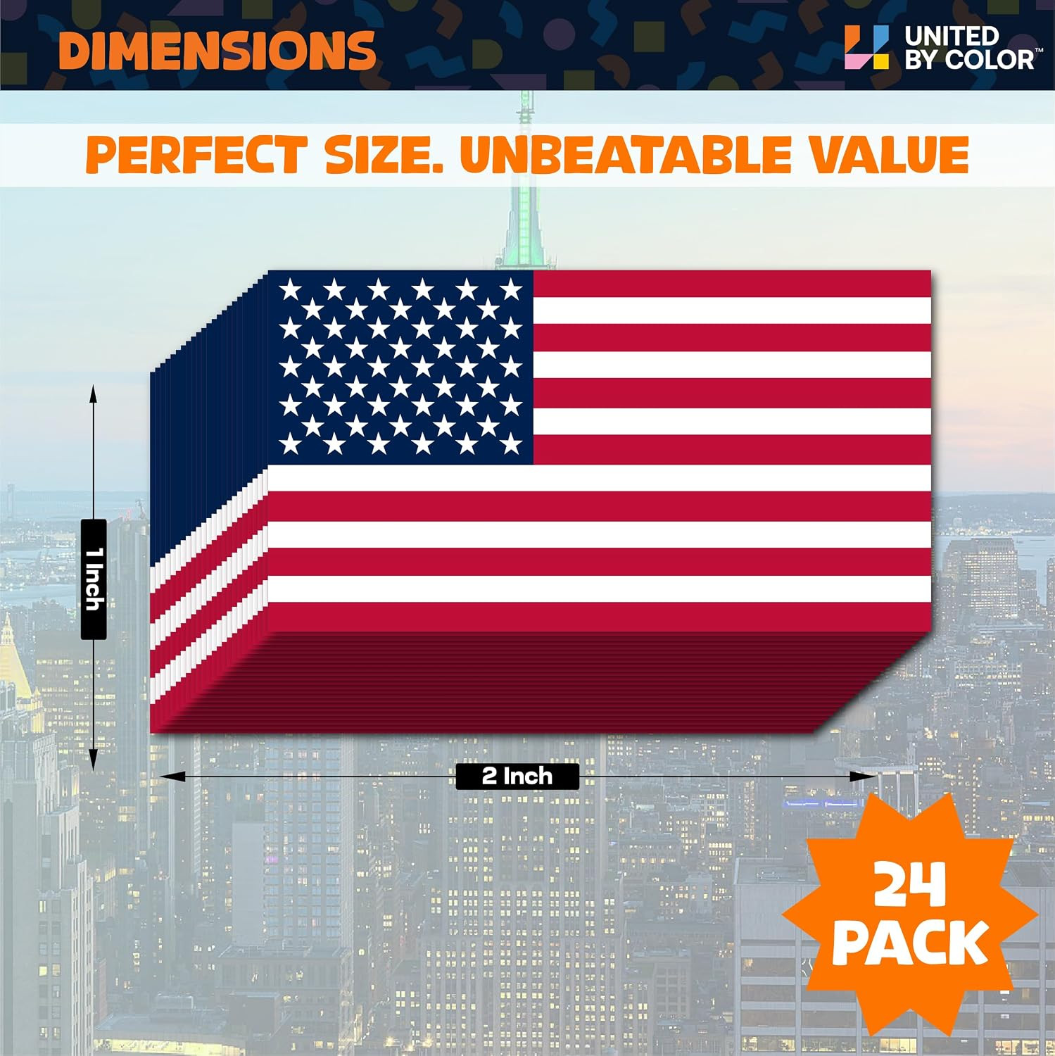 Small American Flag Hard Hat Stickers (1 X 2 Inch – 24Pack) Waterproof USA Flag