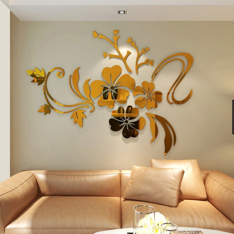 1pc DIY 3D Mirror Wall Sticker Flower Shape Acrylic Removable Home Room Decor