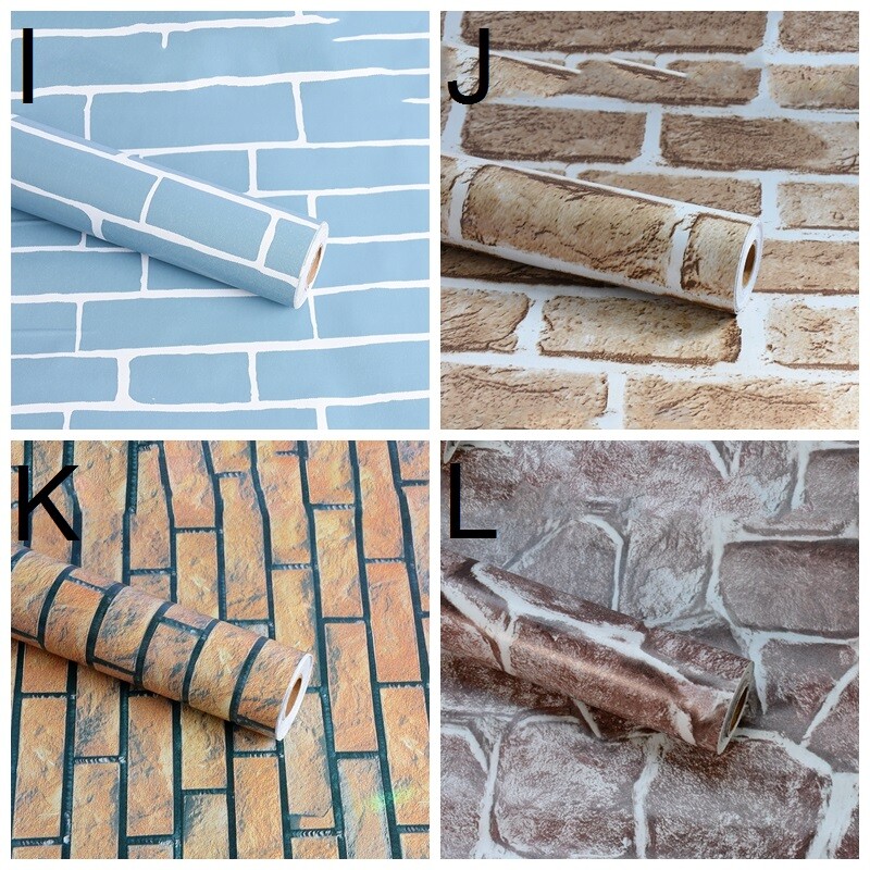 45CMX10M Self Adhesive Wallpaper Retro Brick Stone Wall Sticker Decal Upholstery