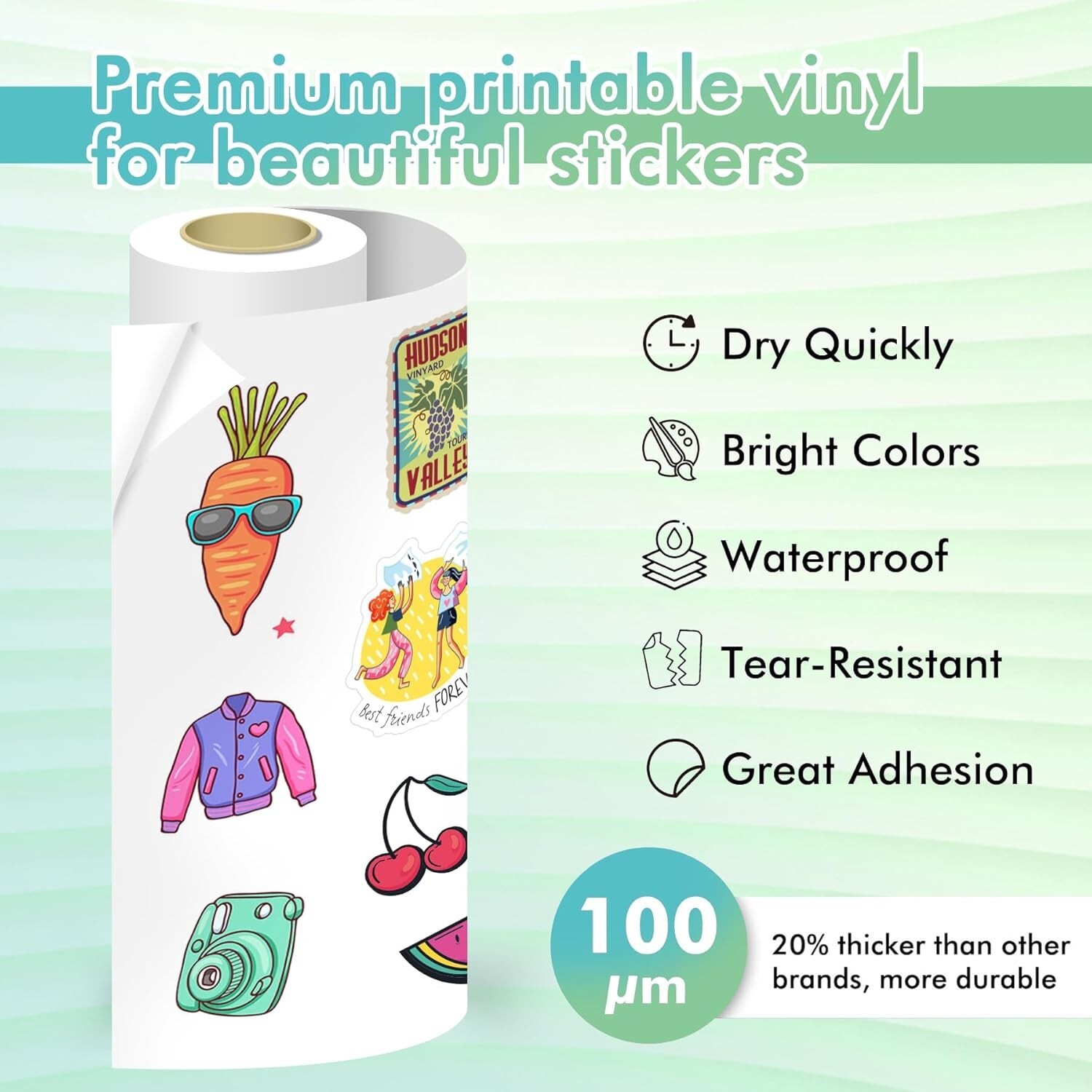 Koala Printable Vinyl Sticker Paper Roll for Inkjet Printer 13"X32.8 FT Matte
