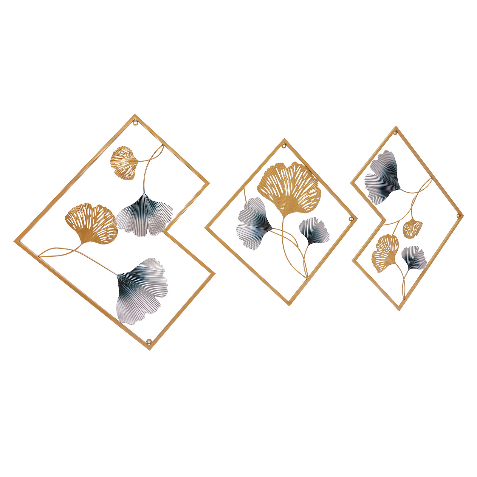 Wall Sculptures Home Decor Golden Ginkgo Leaf 3d Wall Metal Art For Home Decor