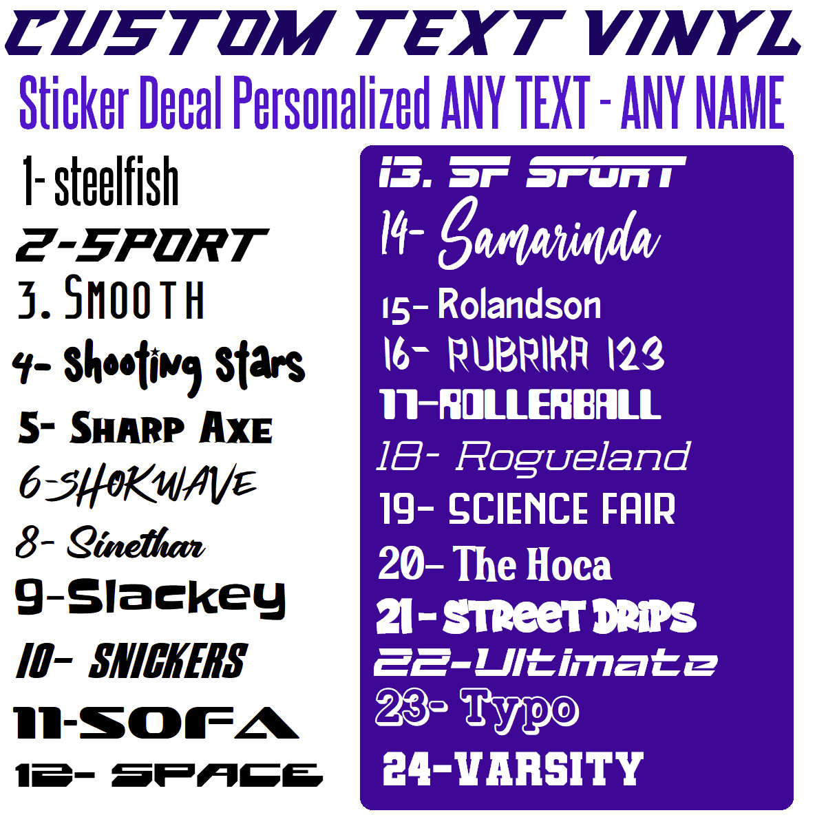 Custom Text Vinyl Lettering Sticker Decal Personalized ANY TEXT – ANY NAME [A11
