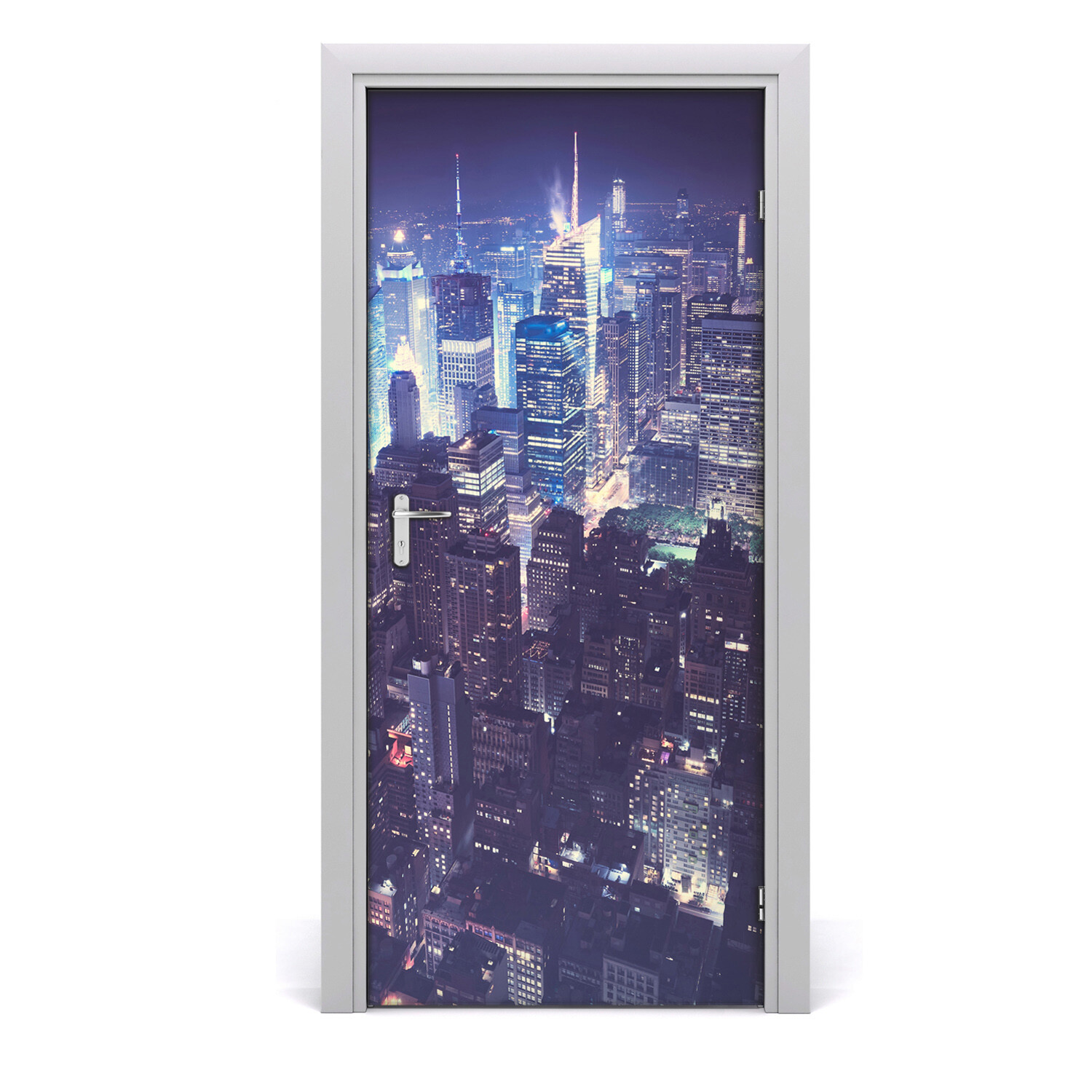 Self adhesive Door wrap removable Peel & Stick Landscape Manhattan at night