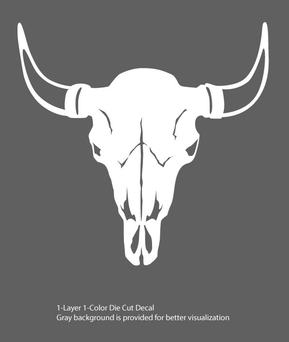 Prairie – Bison Skull Sticker (White&Black) – Die Cut Outdoor Decal 6Yrs Film