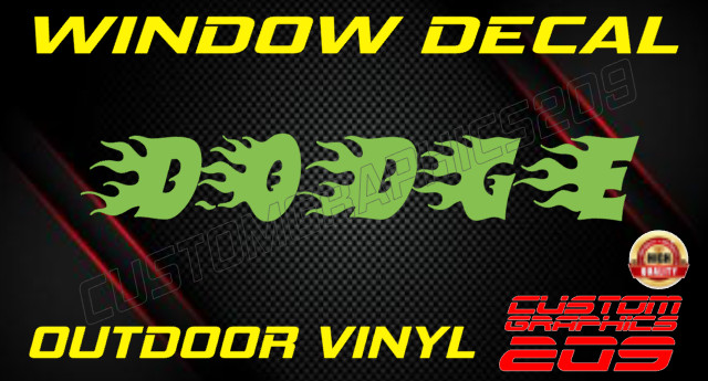 Custom Flame Text Truck Car Window Decal Oracal 651 Waterproof Vinyl