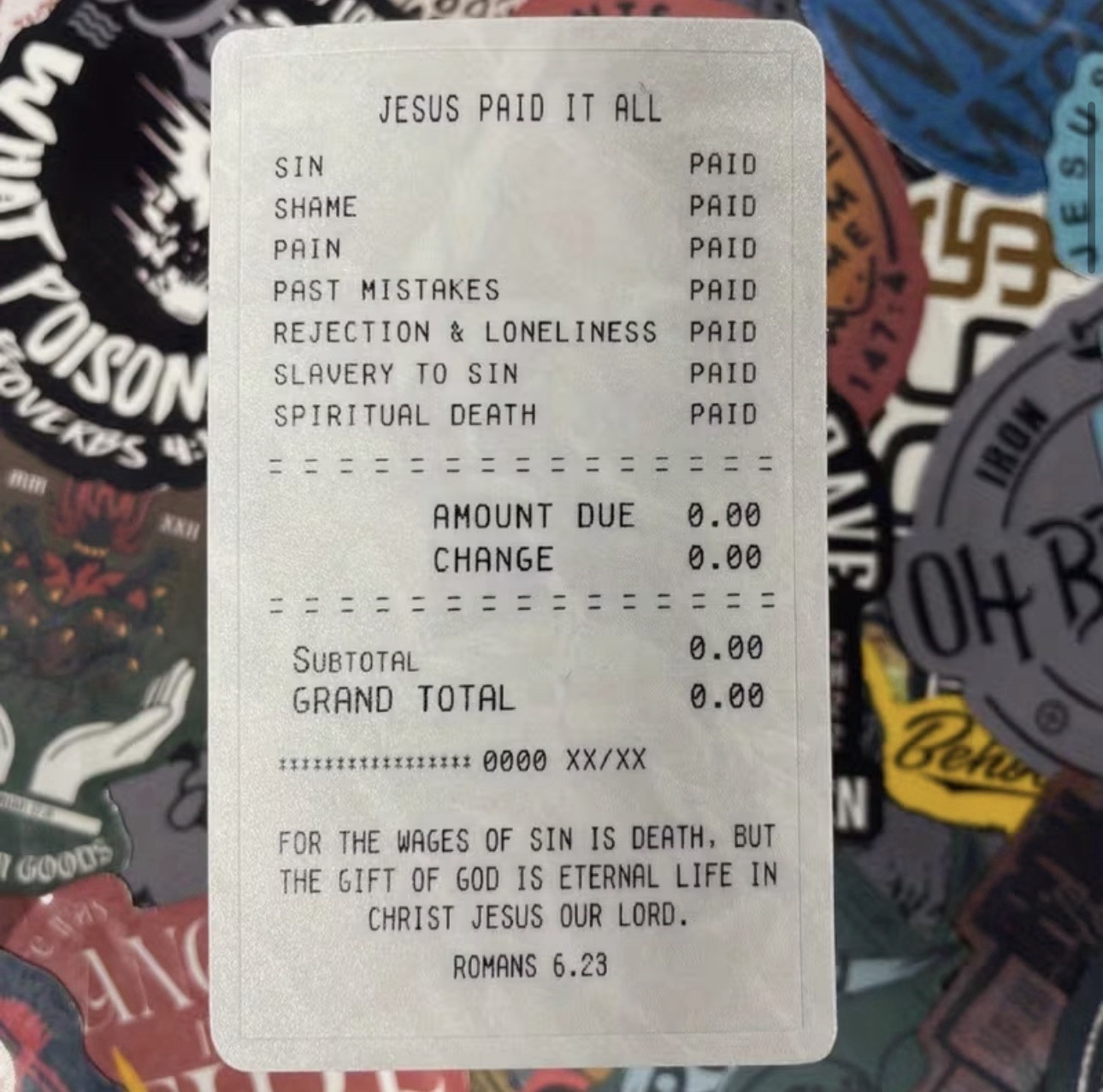 JESUS PAID IT ALL RECEIPT 4” VINYL DECAL STICKER GOD CHRISTIAN CROSS SAVED SIN