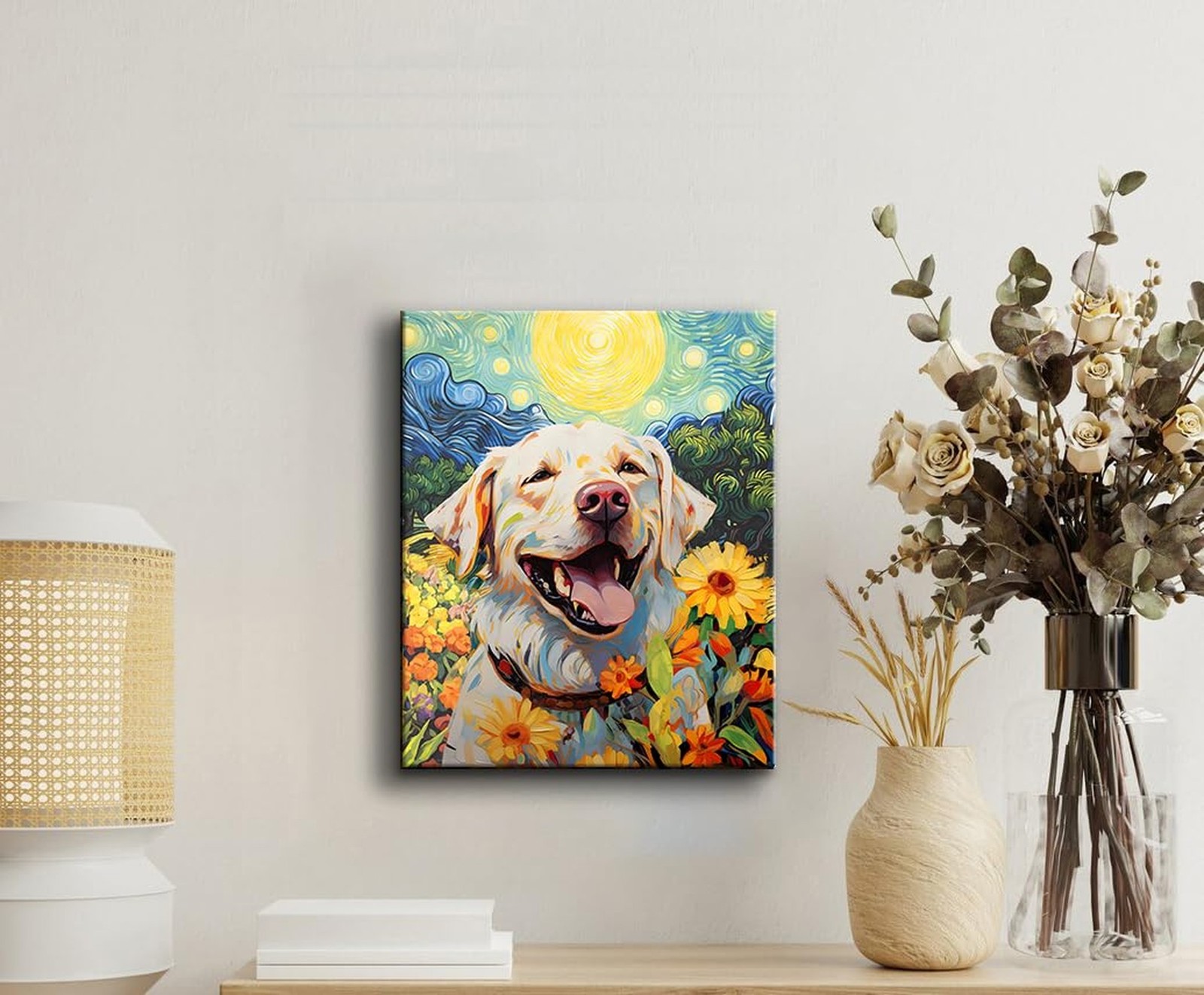 Dog Canvas Wall Art,Funny Dog Canvas Wall Art, Cute Puppy Animal Pictures Wal…