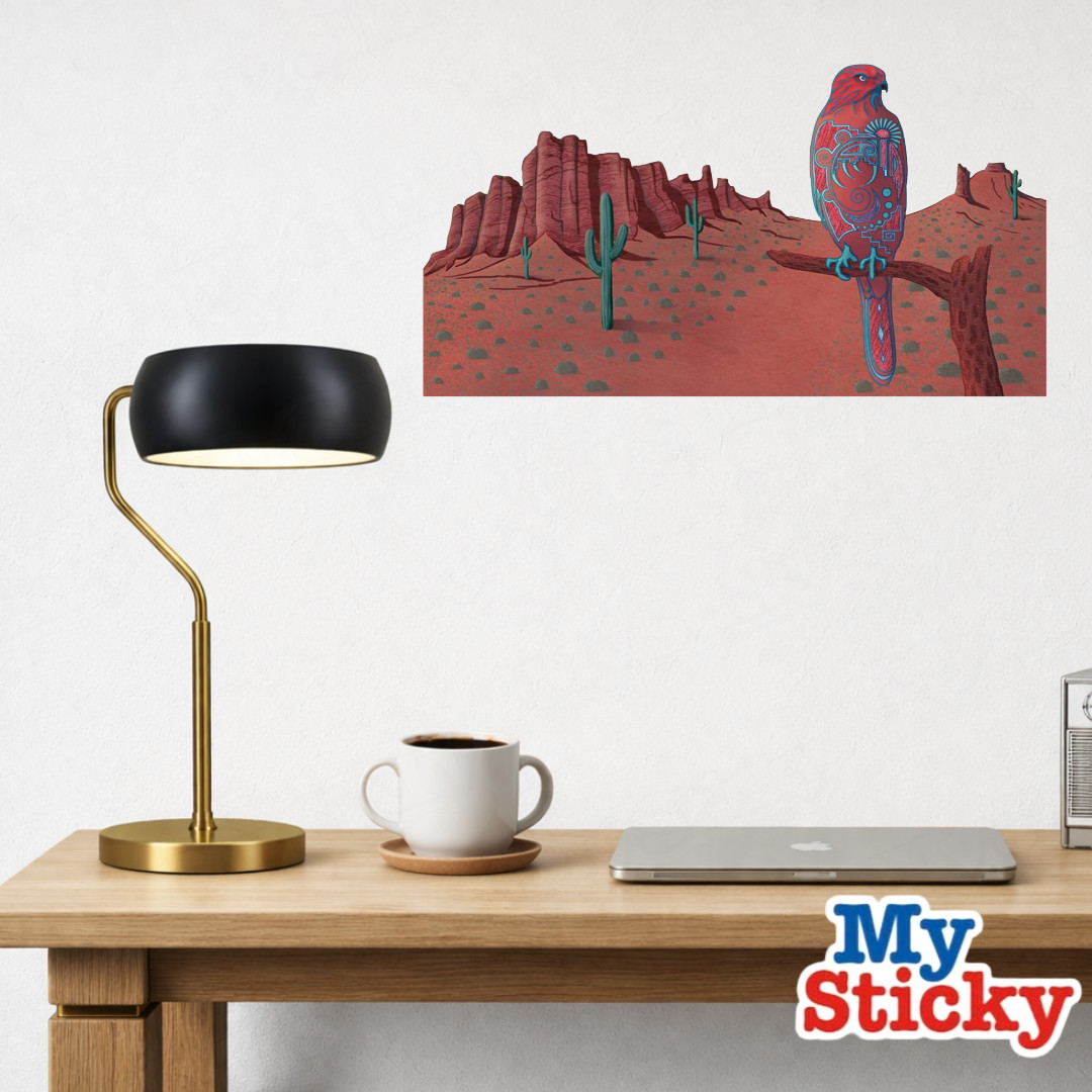 Geometric Desert Hawk Decal Southwestern Mesa Bird Boho Wildlife Wall Art Decor