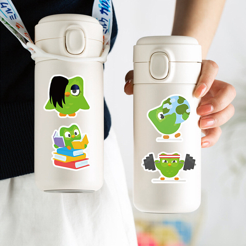 100Pcs Duolingo Cartoon Sticker for Adults Teens Girl Scrapbooking Water Bottles