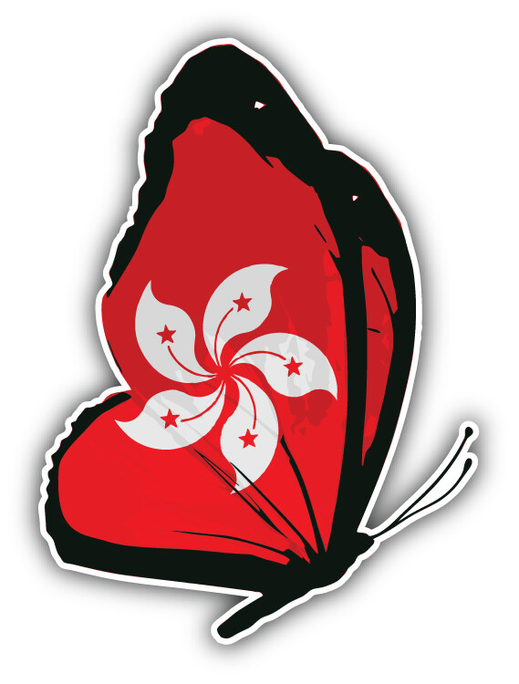 Hong Kong Flag Butterfly Car Bumper Sticker Decal