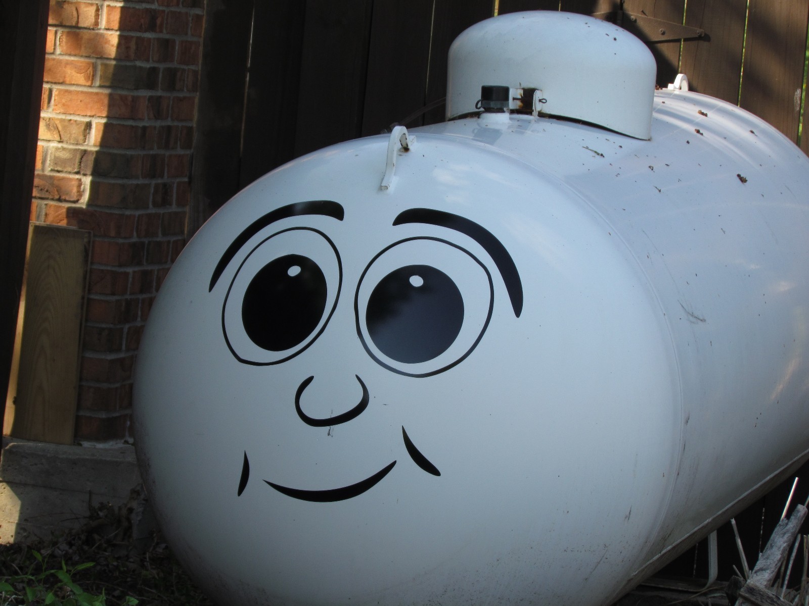 Propane Tank Funny Face – Quality Vinyl Decal Sticker – Select Color