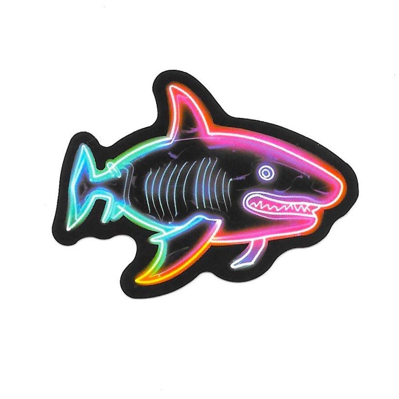 Neon Shark Vinyl Sticker Ocean Great White Retro Glow Decal Laptop Gamer Art Fun