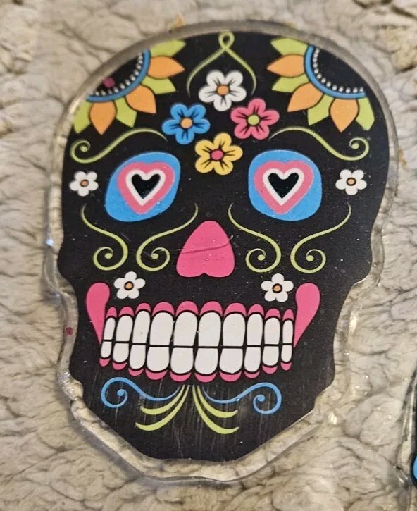 Day Of The Dead Skull Stickers 4 Stickers 3.25 Inches Tall