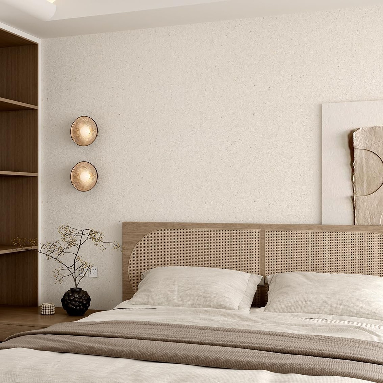 Natural White Wallpaper Grasscloth Textured Peel and Stick Wall Fabric&Wallpa…