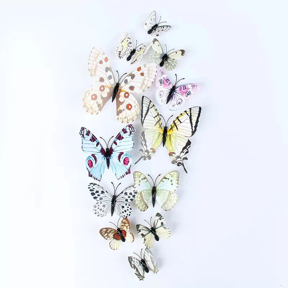 12Pcs 3D Butterfly Wall Stickers Diy Stationery Sticker Handmade Craft Supplies