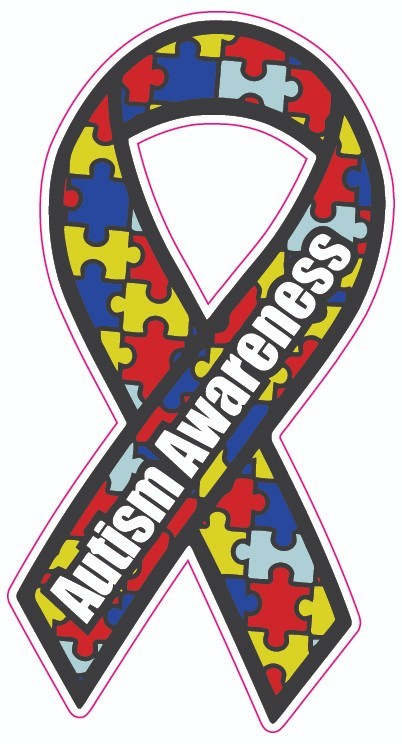 Autism Ribbon Sticker 12×6 Large Size pack of 10