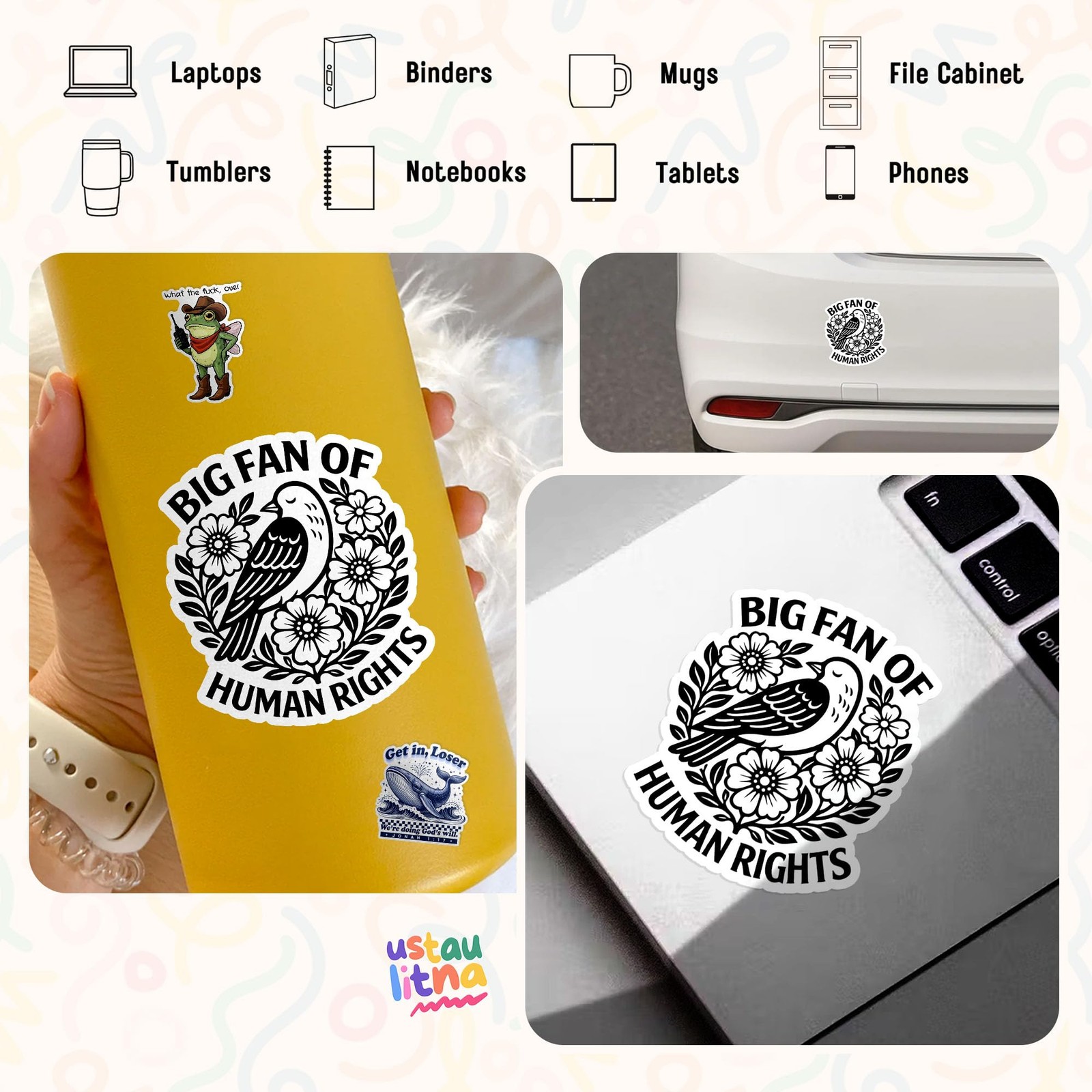 (3Pcs) Big Fan of Human Rights Stickers Immigrants Human Rights | Waterproof …