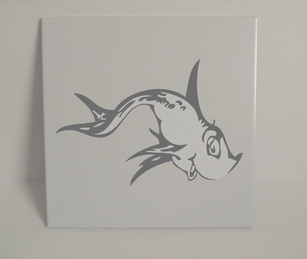 Dr. Seuss One Fish, Two Fish Vinyl Wall Decals LARGE White Decal 9" X 7"