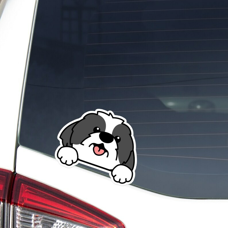 Black&White Shih Tzu Car Sticker / Dog Vinyl Car Decal Water Resistant Outdoor