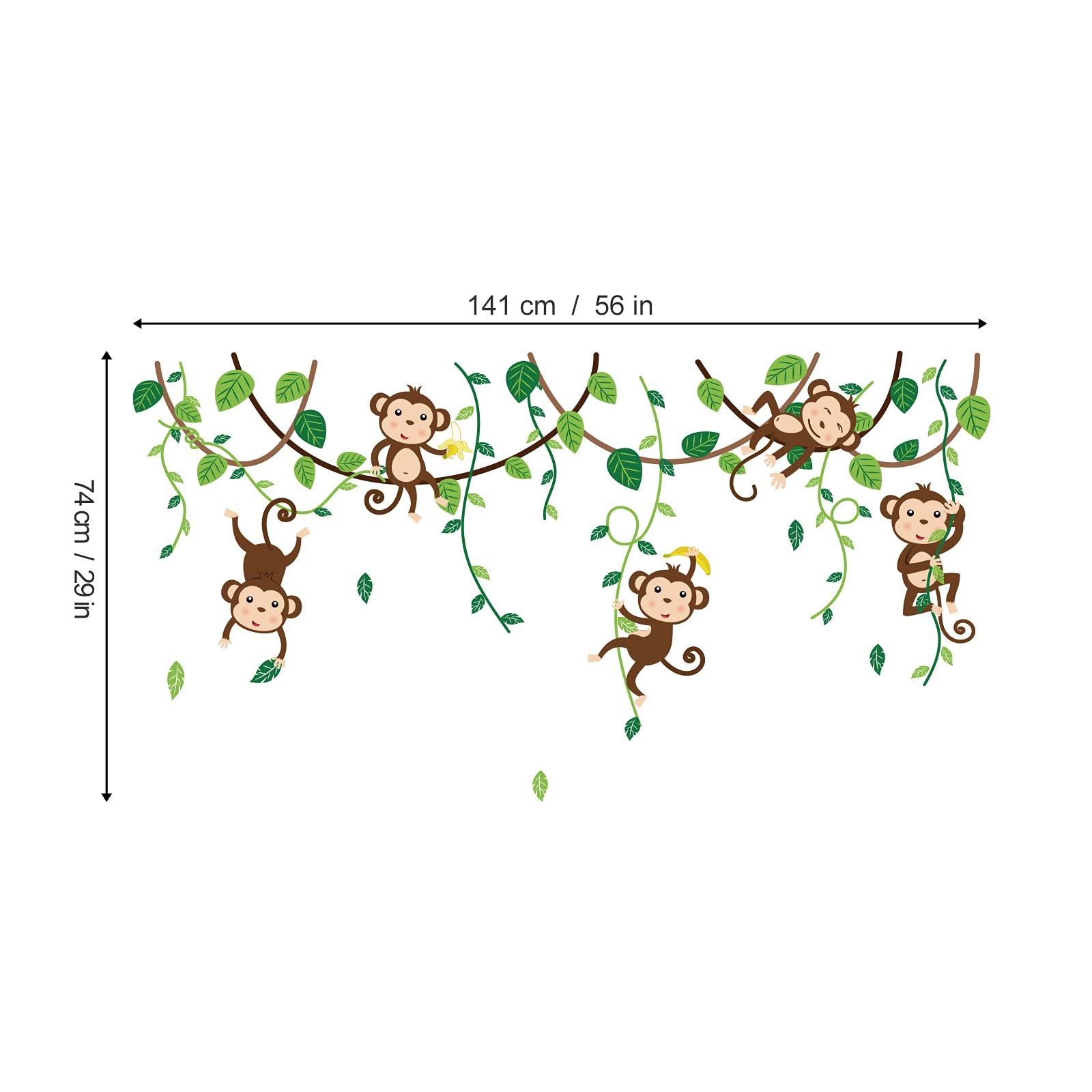 Monkey Climbing Tree Wall Decals Jungle Animals Wall Stickers Kids Room Baby …