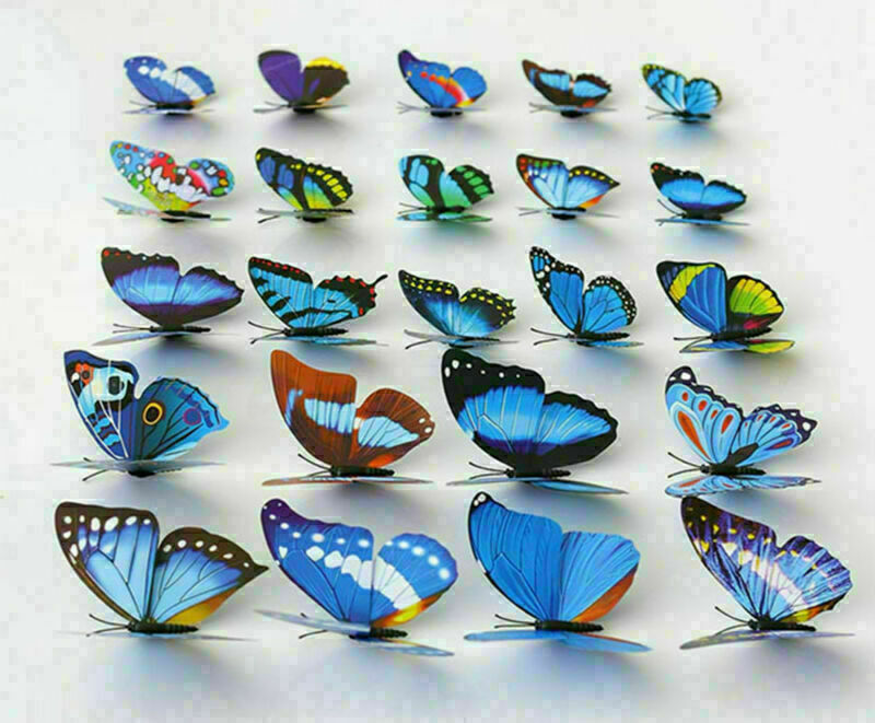 100 PCS Multicolor Artificial Butterflies with Magnet Home Decorations 12 24 36