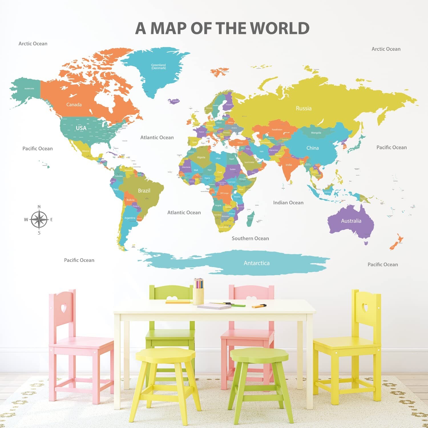 DECOWALL DL3-2302 Colourful World Wall Stickers Decals Poster Art Board Tapes…