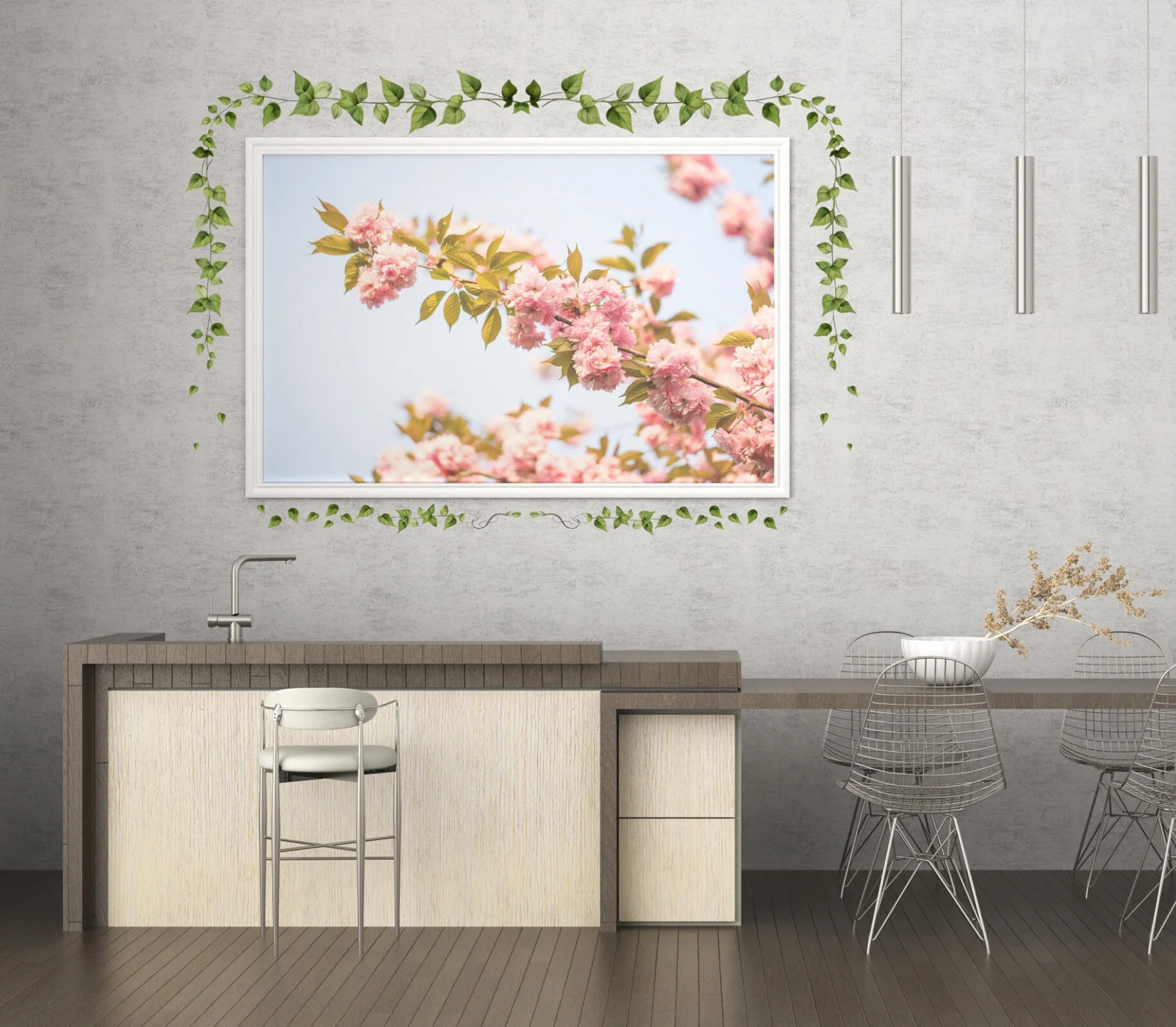 Hanging Vine Wall Sticker – Green Ivy Leaves Decal – Versatile Floral Decor for
