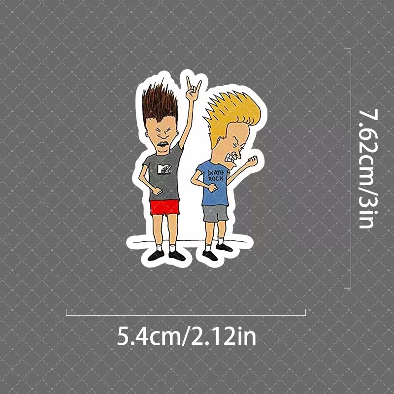 Beavis and Butthead Vinyl Sticker Decal, Self-AdhesiveSingle Use, Matte Finish,