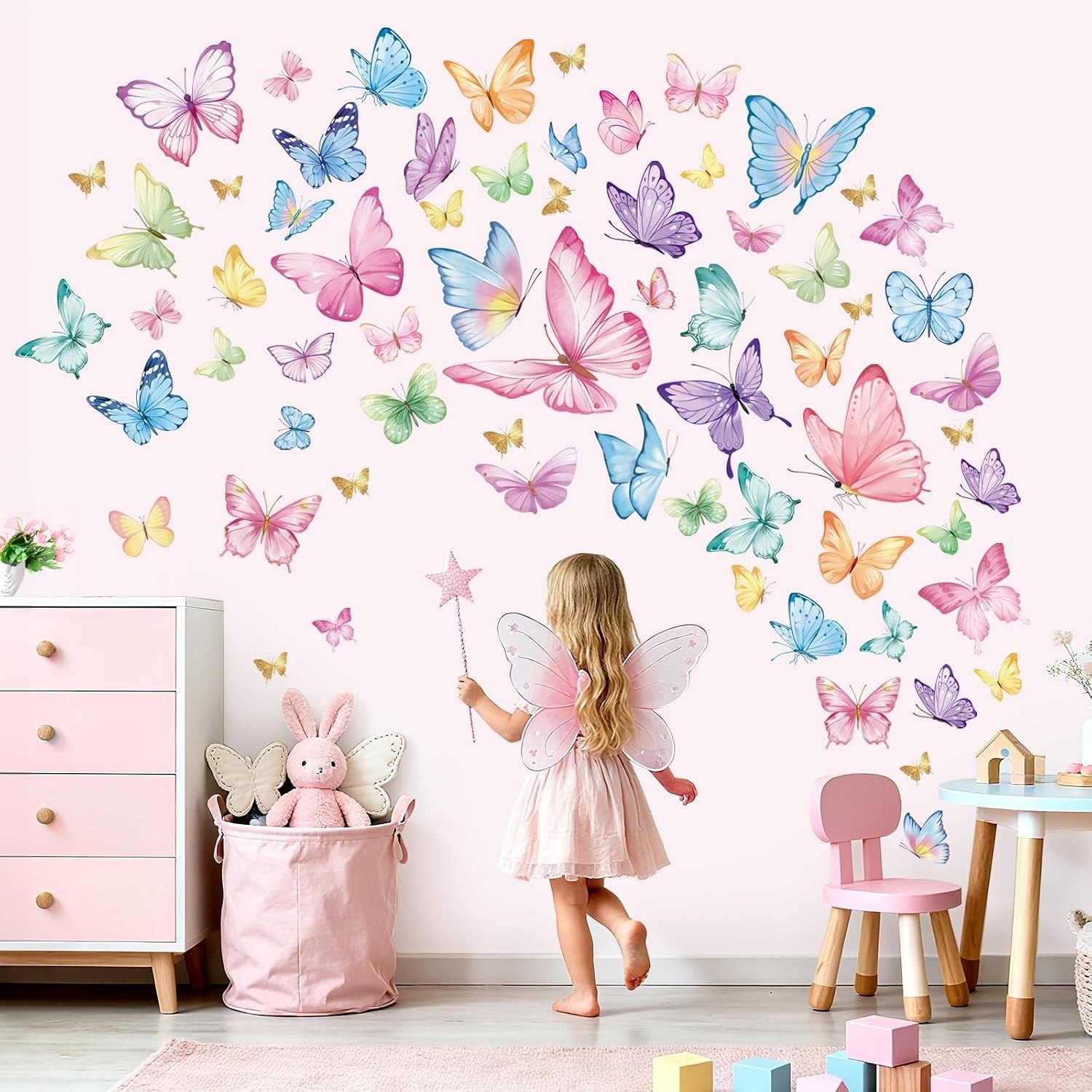 Watercolor Butterfly Wall Stickers Large Colorful Butterflies Peel and Stick …