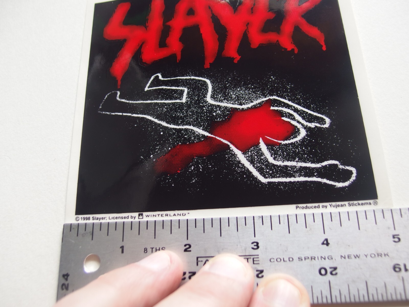 🎸 Vintage Slayer Chalk Outline Sticker 1998 Winterland 5×4.5” Heavy Metal Rare!