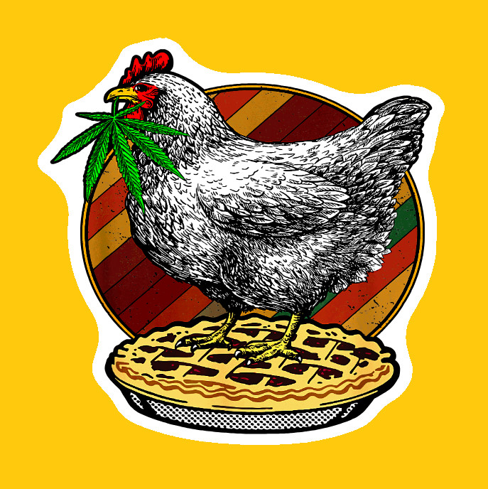 Weatherproof Chicken Pot Pie Weed Stickers Vinyl Decal Added Layer UV Safe Humor