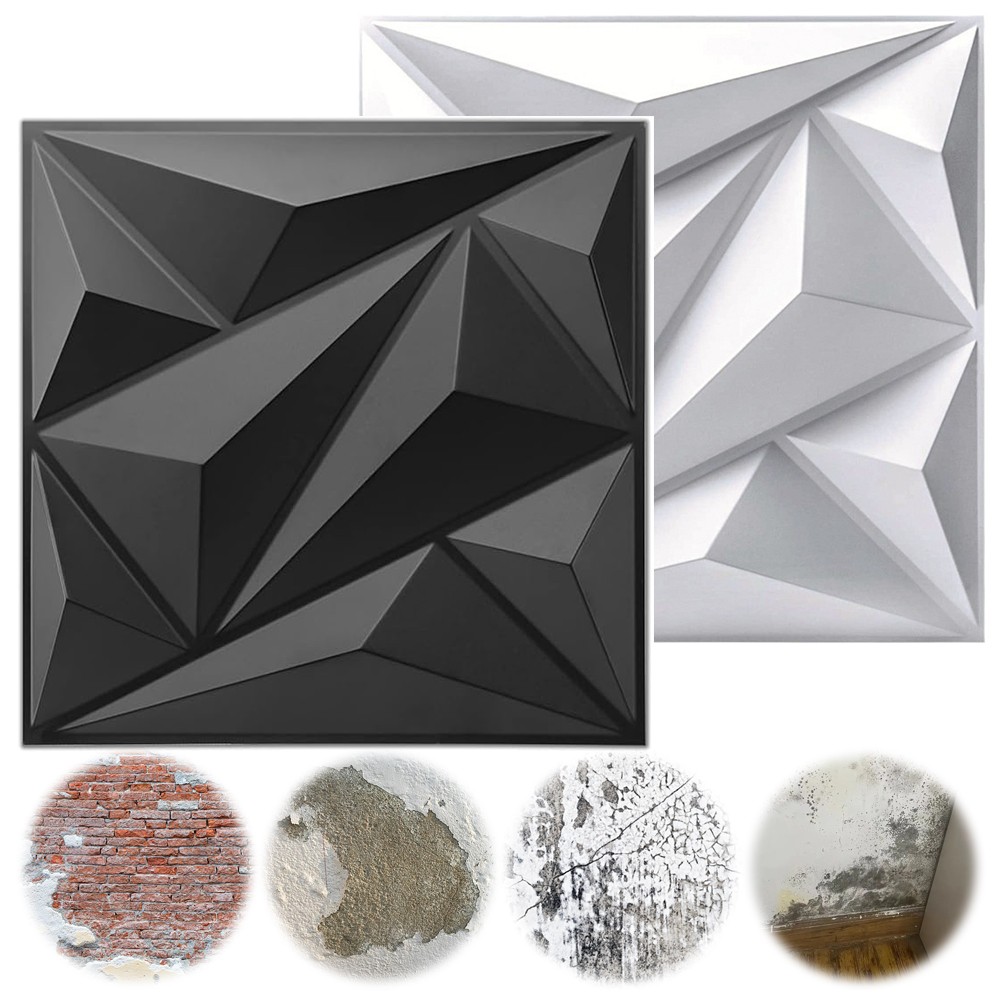 50/100X Matte 20×20 in Square 3D Diamond Textured PVC Stick On WALL PANELS Event